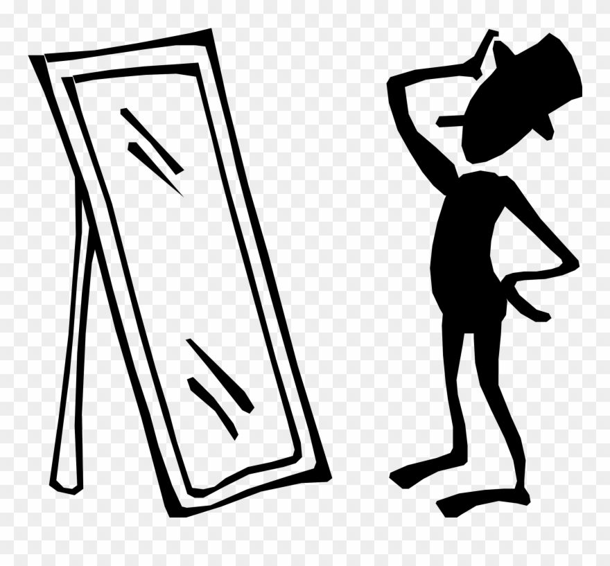 Broken - Man - Looking In Mirror Cartoon Clipart