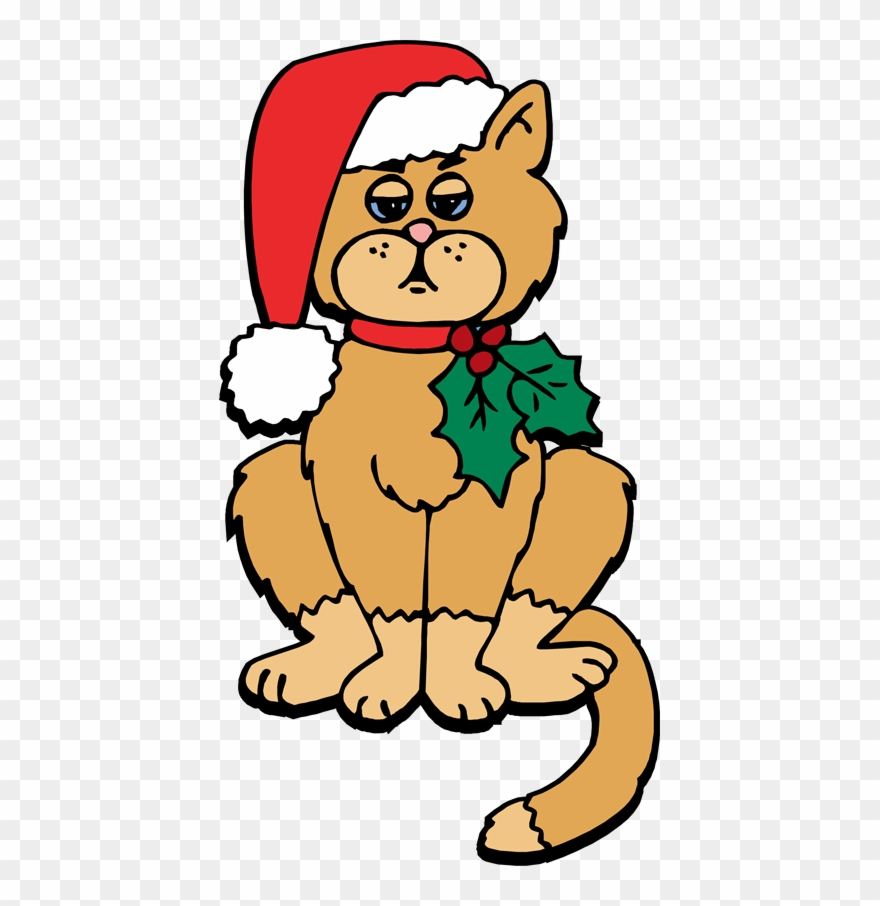 Cat Christmas Cliparts - Christmas Cat Clipart Free - Png Download