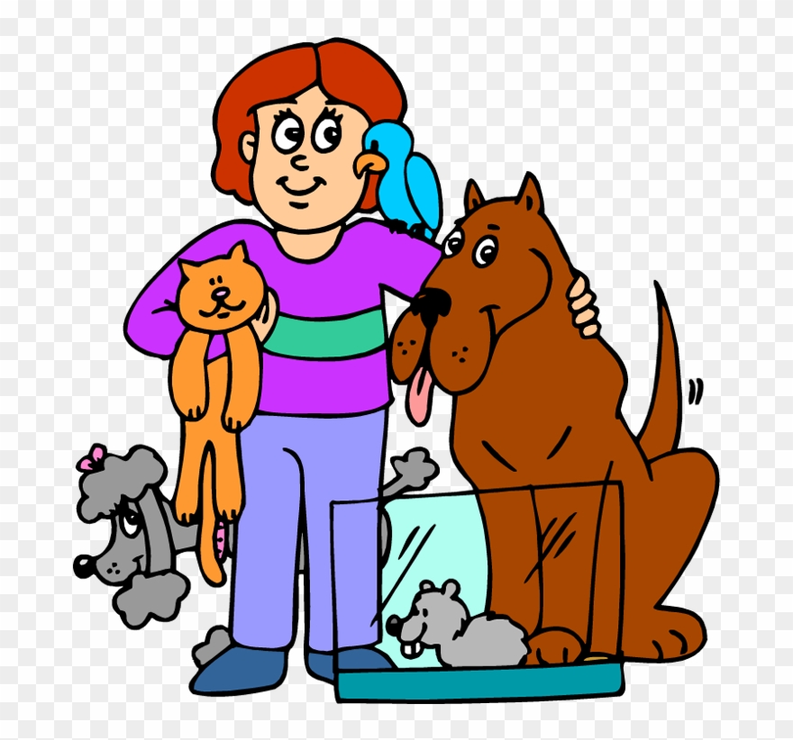 Animal - Cartoon Person With Animals Clipart