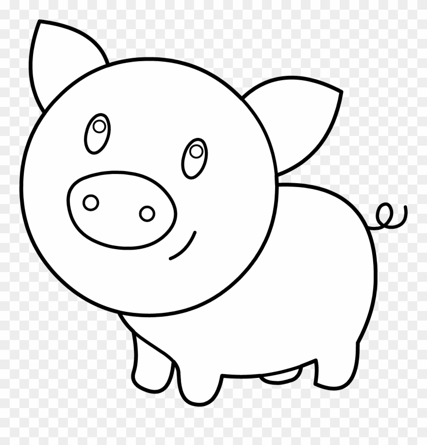 Baby Pig Coloring Printable - Pig Clipart Black And White - Png Download
