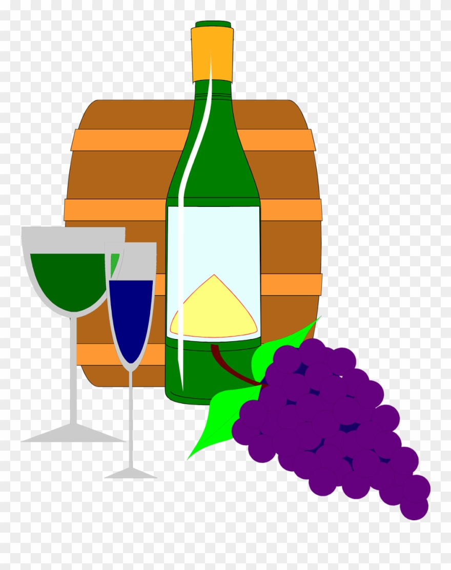 Grapes And Wine Clipart - Wine Bottle Glass Clip Art - Png Download