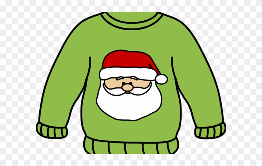 Santa Clipart Jacket - Sweater Clipart Black And White - Png Download