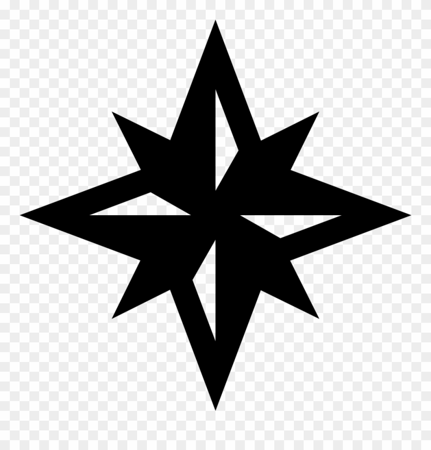 Compass Rose Rubber Stamp - Star Symbol Png Clipart