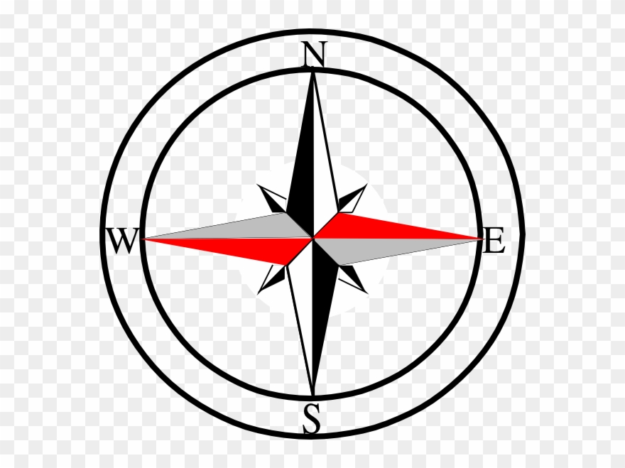Compass Red Grey Png 900px Large Size - North East West South Symbol Clipart