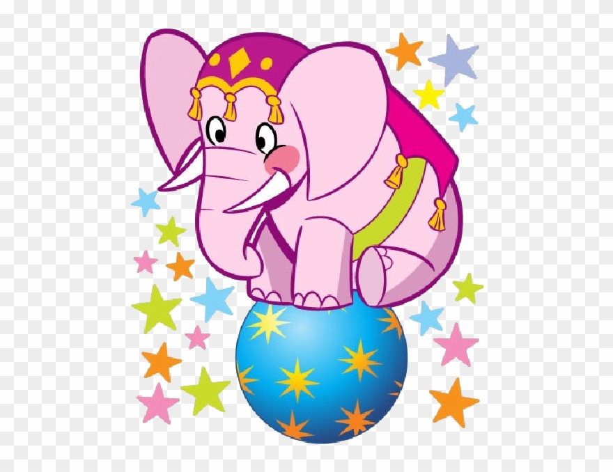 Elephant Cartoon Images - Animated Circus Animals In Pink Clipart