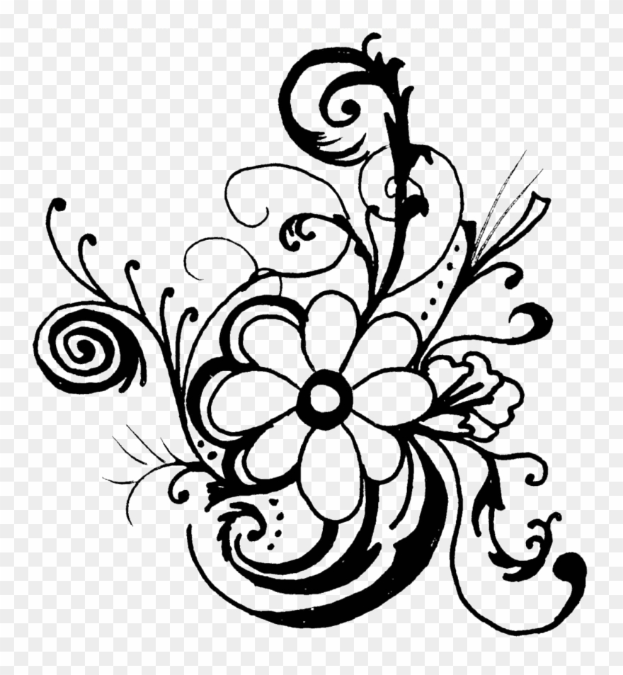 White Rose Clipart Floral - Flowers Clip Art Black And White Border - Png Download