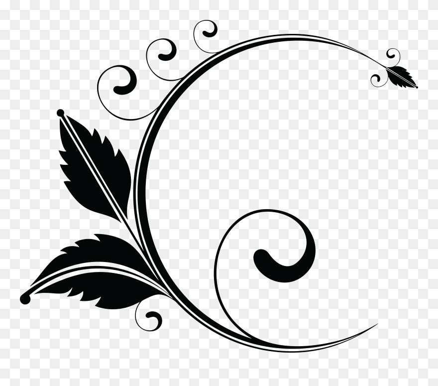 Elegant Floral Designs Art Drawing Visual Design Elements - Floral Clipart Black And White - Png Download