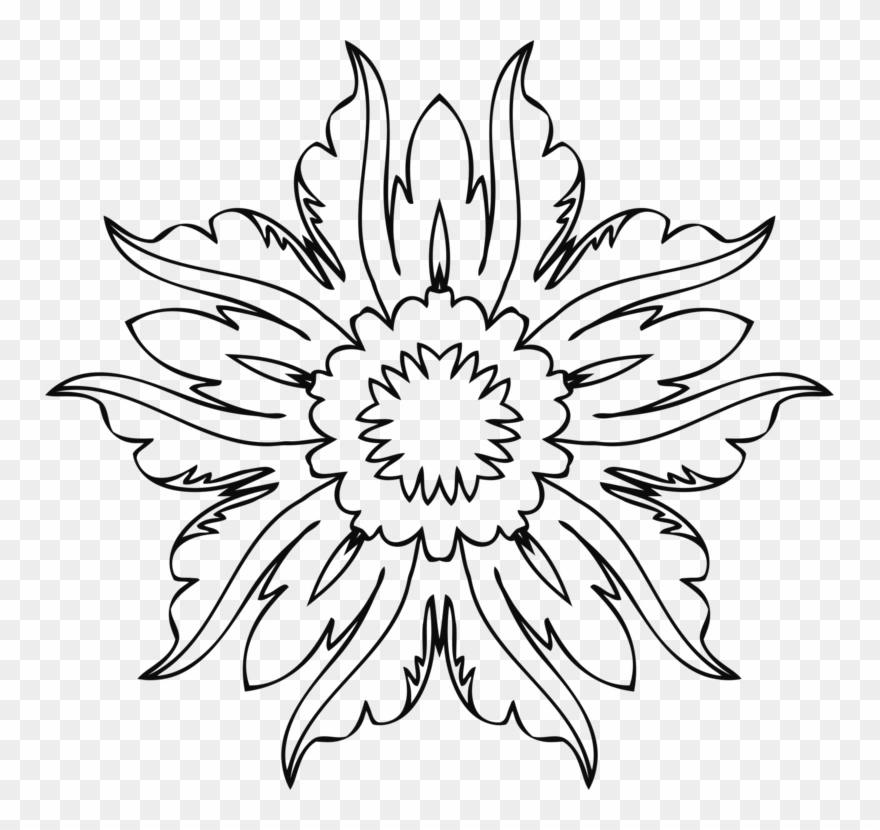Drawing Line Art Floral Design Flower - Line Art Flower Designs Clipart