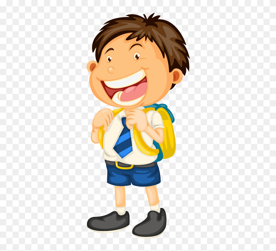 Boy Going To School Cartoon Clipart
