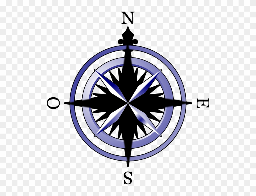 Compass Rose Drawings Clipart - Compass Clock Clipart - Png Download