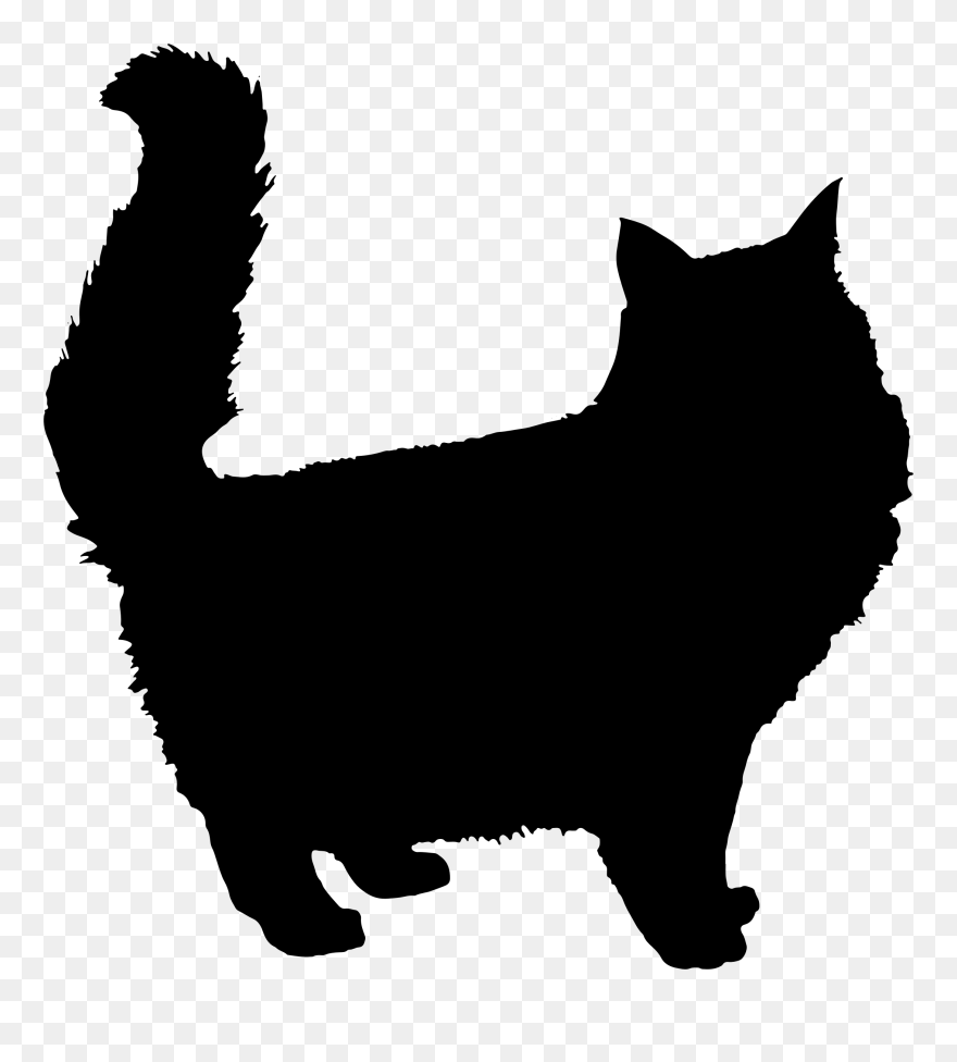 Fluffy Cat Clipart - Cat Silhouette Clipart - Png Download