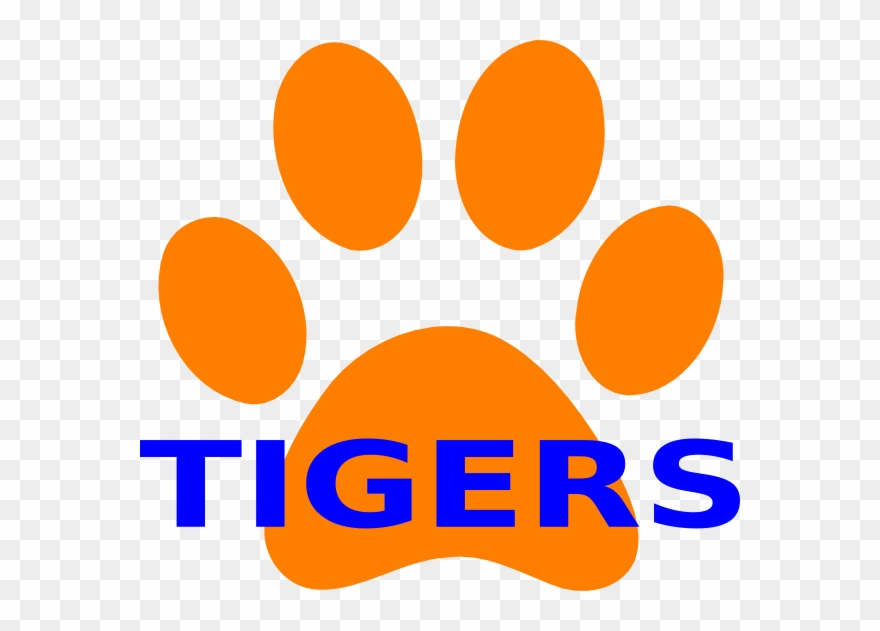 Tiger Paw Clipart Orange Paw Print Tigers 2 Clip Art - Tiger Paw Print Clipart - Png Download