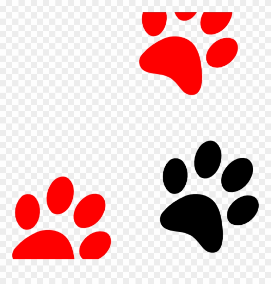 Paw Print Clip Art Blackred At Clker Vector Online - Wildcat Paw Print Logo - Png Download