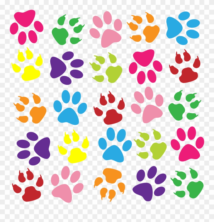 Clip Art Colorful For Free Download - Paw Prints Throw Blanket - Png Download