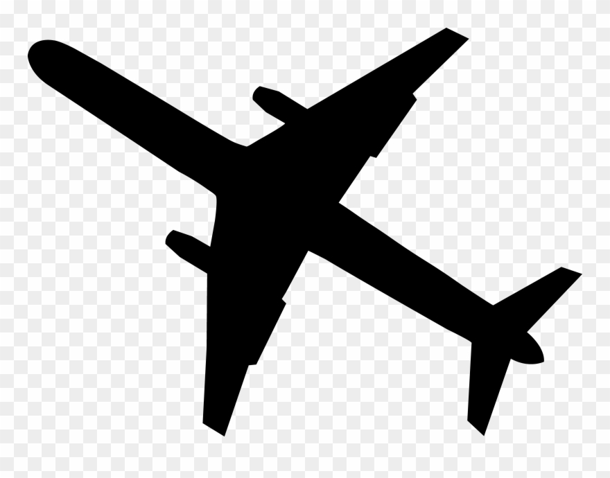 Black Airplane Silhouette - Airplane Clip Art - Png Download