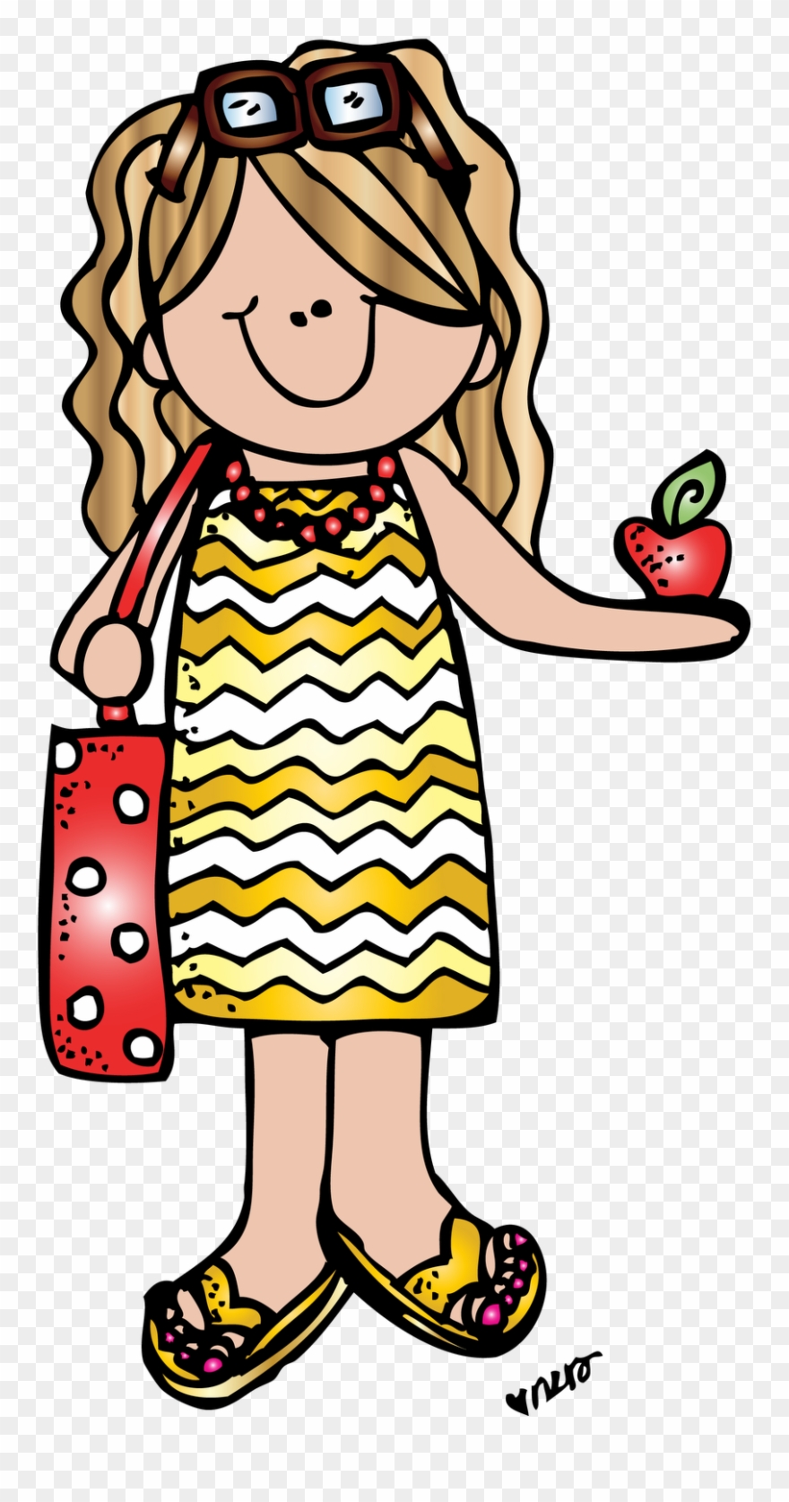 Girls Clips, School Clipart, School Days, Back To School, - Melonheadz Teacher Curly Hair - Png Download