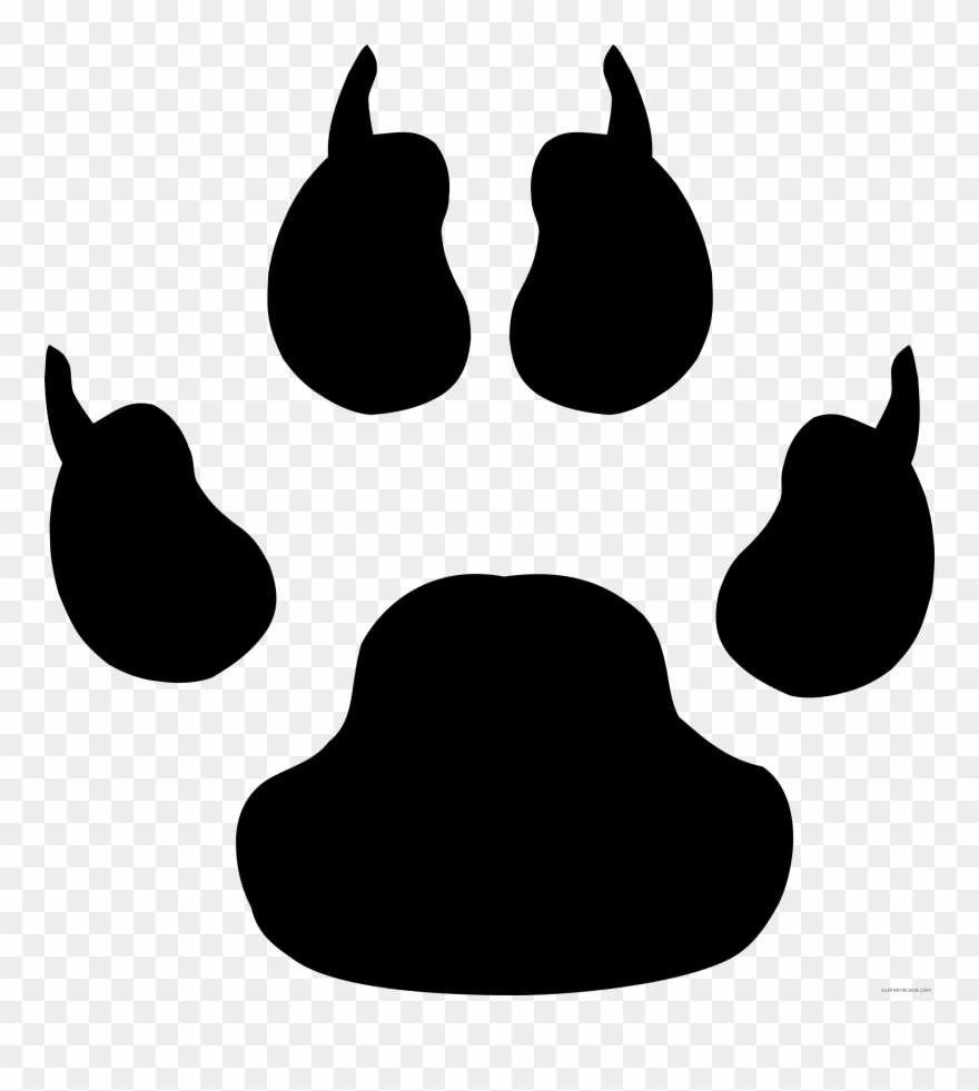 Black And White Paw Print Animal Free Black White Clipart - Cat Paw Print Clip Art - Png Download