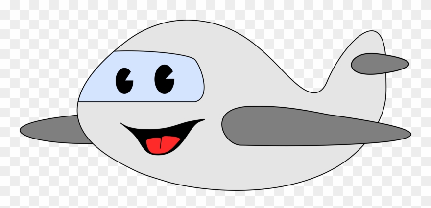 Airplane Black Cartoon - Happy Airplane Clipart - Png Download