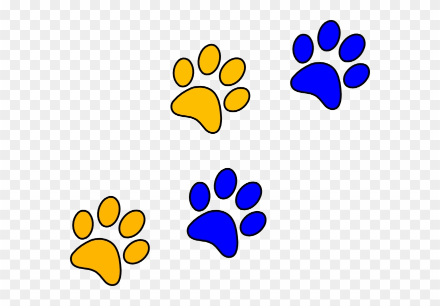 Panther Paw Print - Blue And Gold Paw Prints Clipart