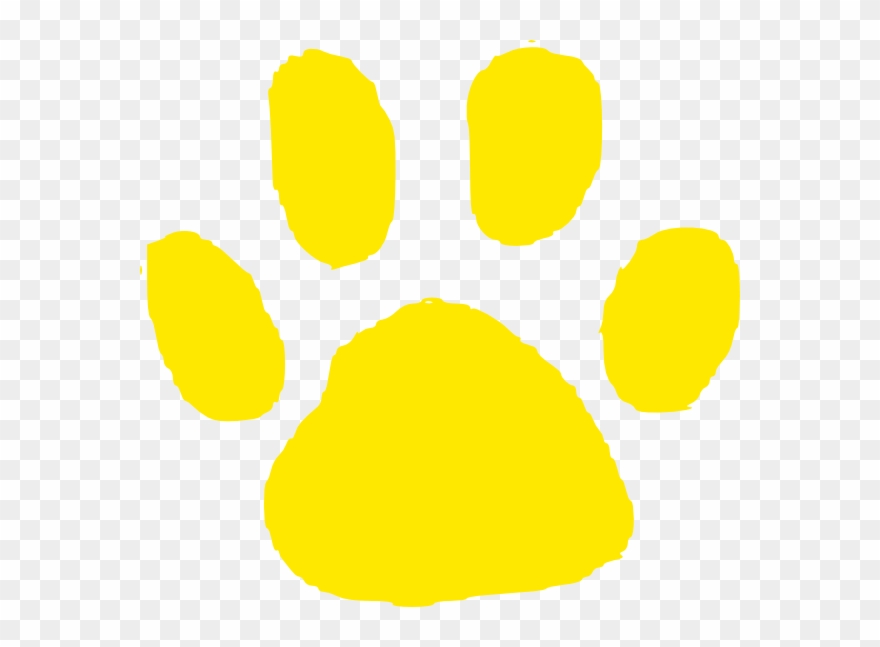Jaguar Paw Print In Gold Clip Art - Black And Yellow Paw Print - Png Download