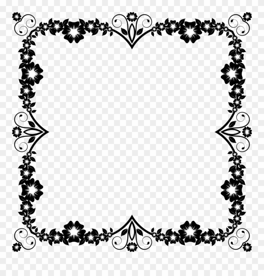 Download Flower Frame Black And White Png Clipart Borders - Frames Black Flower Png Transparent Png