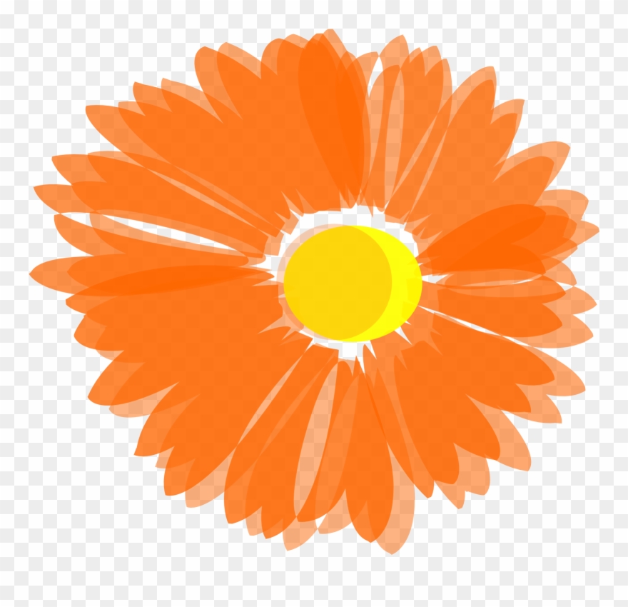 Orange Flower Clipart Art - Orange Flower Clipart - Png Download