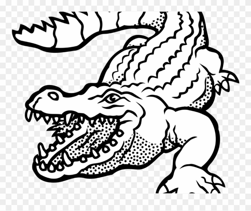 Alligator Clipart Images Black And White Free Download - Crocodile Cartoon Black And White - Png Download