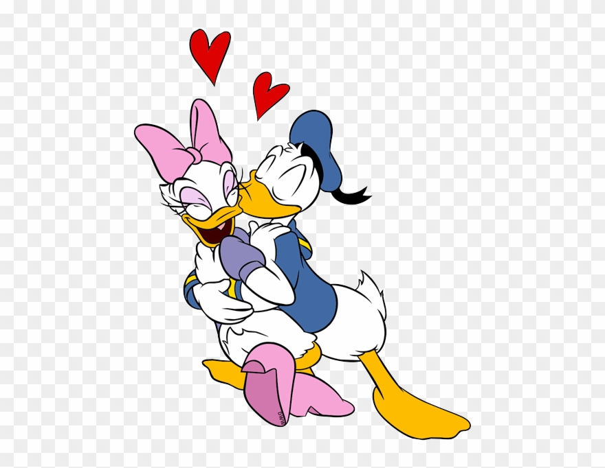 Donald Duck Clipart Valentines Day - Donald Duck Daisy Duck Kissing - Png Download