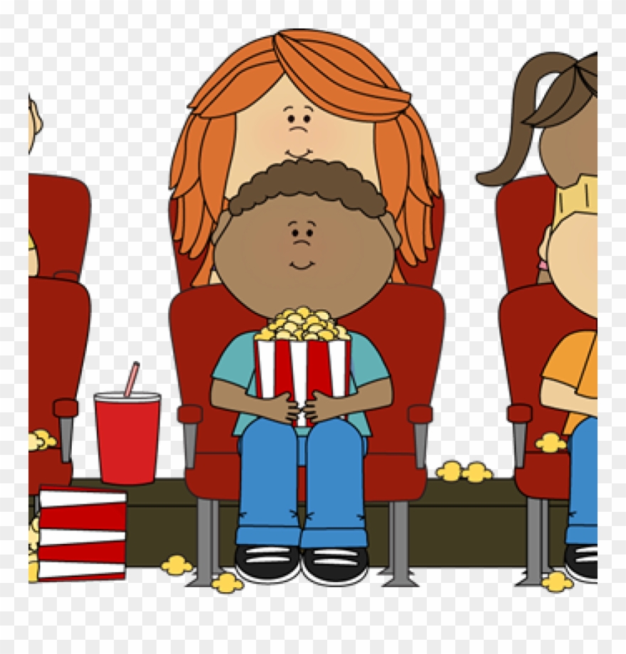 Theater Clipart Cartoon Movie Theater Clipart 2005716 - Kids Watching Movie Clipart - Png Download