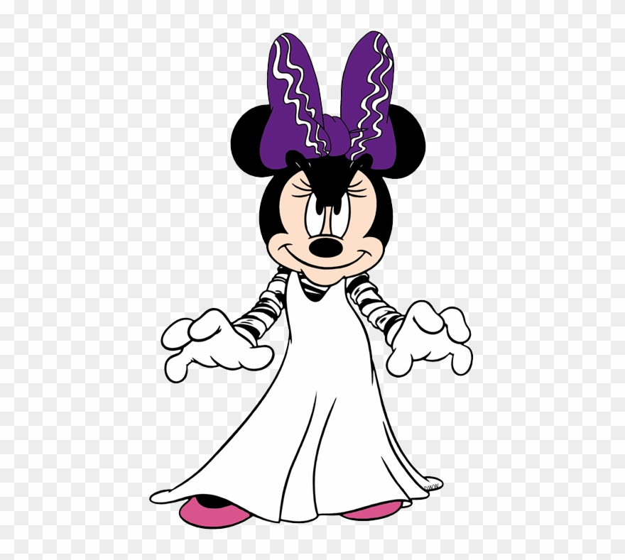 Clip Art Of Minnie Mouse On Halloween - Bride Of Frankenstein Minnie Mouse - Png Download