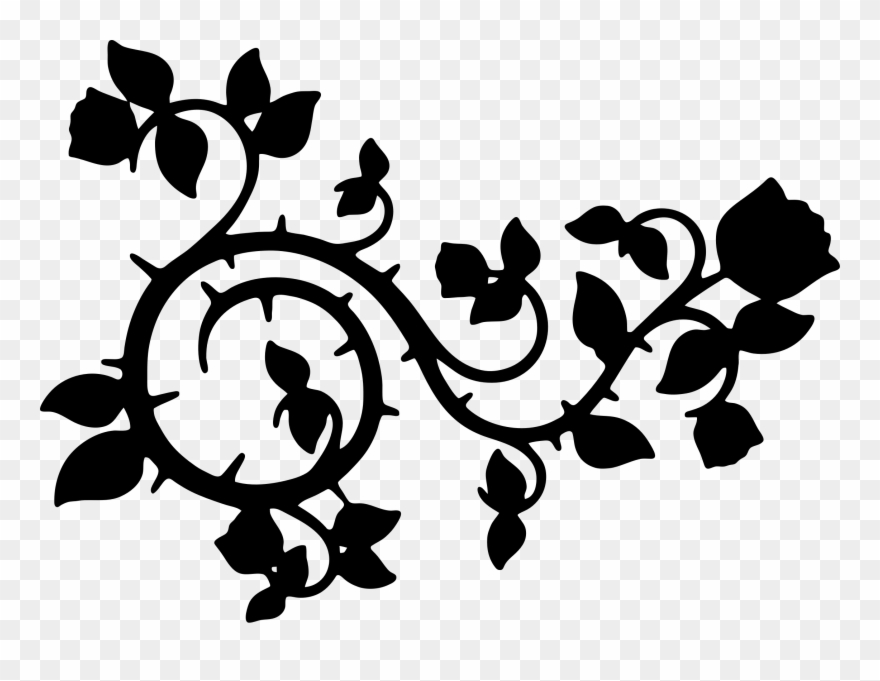 Rose Silhouette Cliparts - Vine Silhouette - Png Download