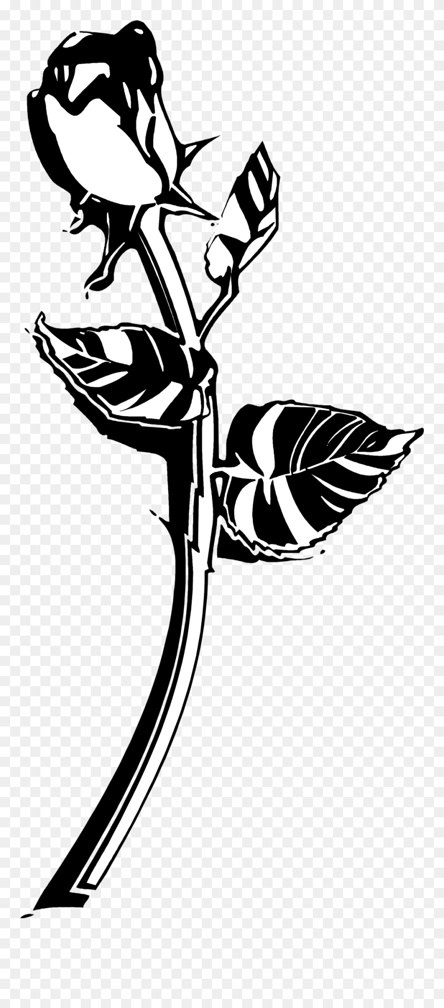 Single Rose Black And White - Rose Png Black Cliparts Transparent Png