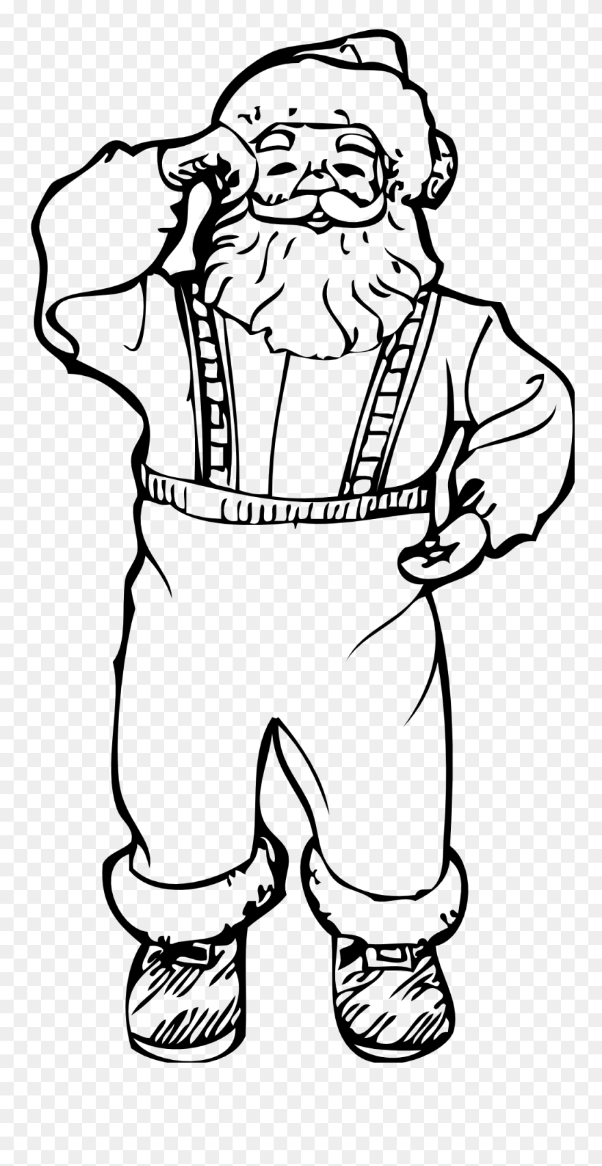 Clip Art Dancing Santa Black White Colouring - Santa Claus Images Black And White - Png Download