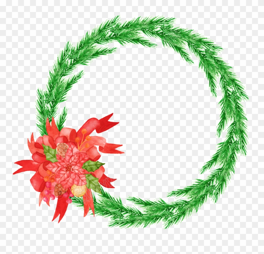 Christmas Reef Png Hand Painted Christmas Wreath Png - Portable Network Graphics Clipart