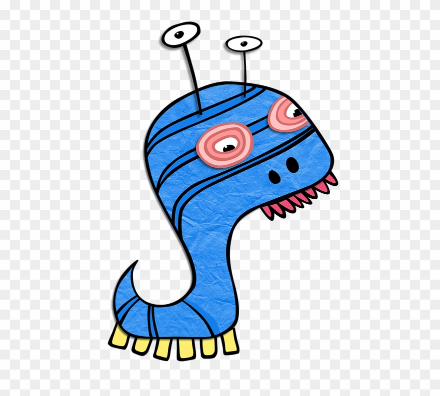 Monster, Clip, Art, Kids, Blue, Antennae, Cartoon - Monster Kids Png Transparent Png