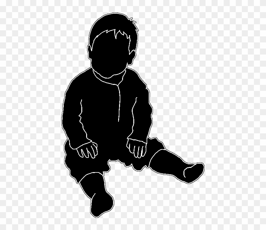 Baby Sitting White Stroke - Baby Head Silhouette Transparent Background Clipart