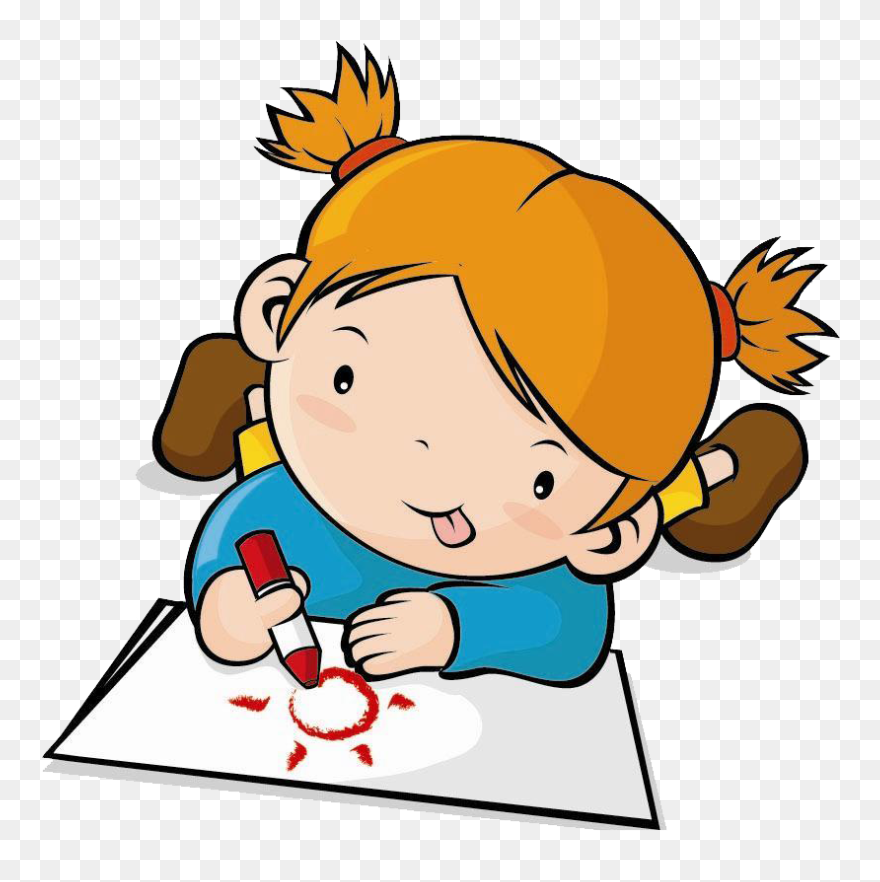 Drawing Clip Children Transprent - Cartoon Of Someone Drawing - Png Download