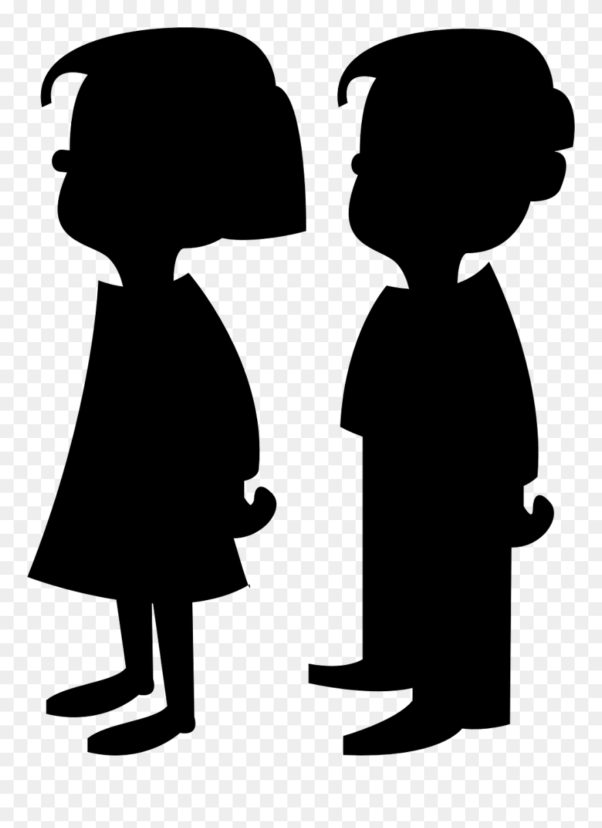Silhouette Child Drawing Boy - Girl Cartoon Silhouette Transparent Clipart