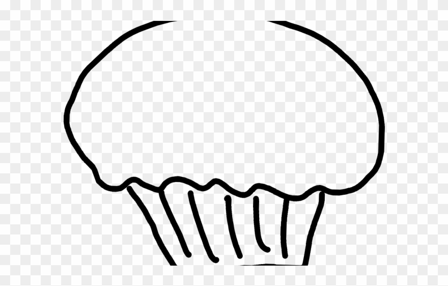 Drawn Cupcake Clip Art Line - Clip Art Cupcake Black And White - Png Download