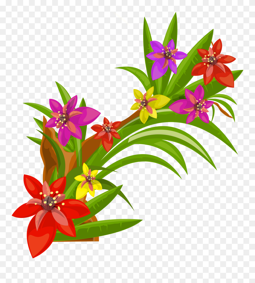 Exotic Flowers, Art Flowers, Flower Art, Flowers Decoration, - Tropical Floral Graphics Png Clipart