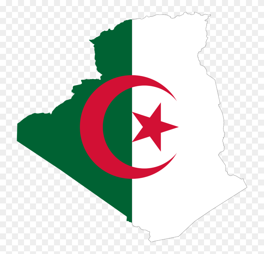 Flag Of Algeria National Flag - Algeria Flag Map Png Clipart