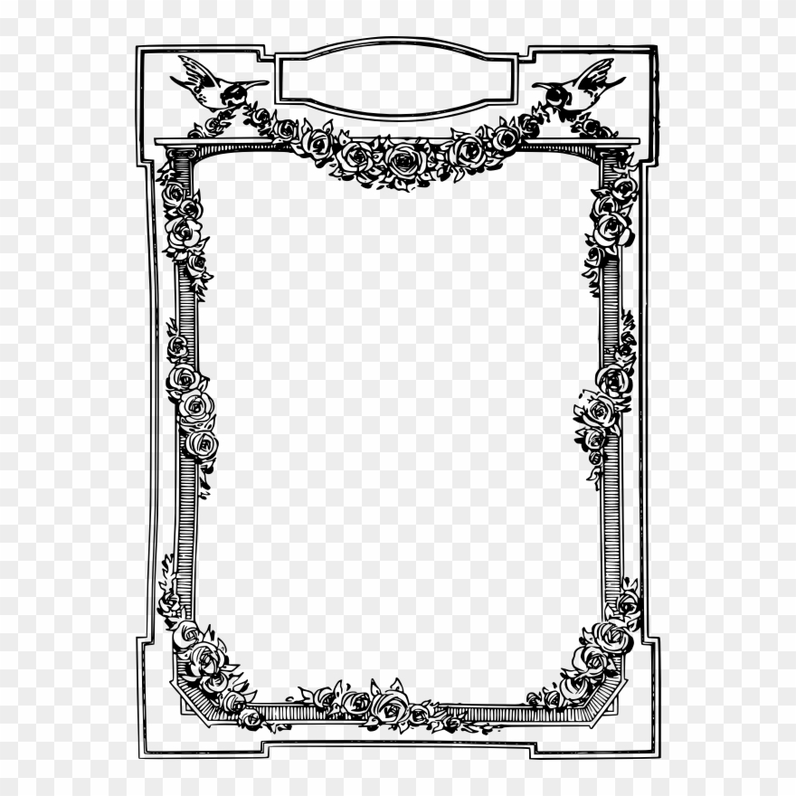 Picture Frames Black And White Bird Line Art Decorative - Bird Frame Clipart