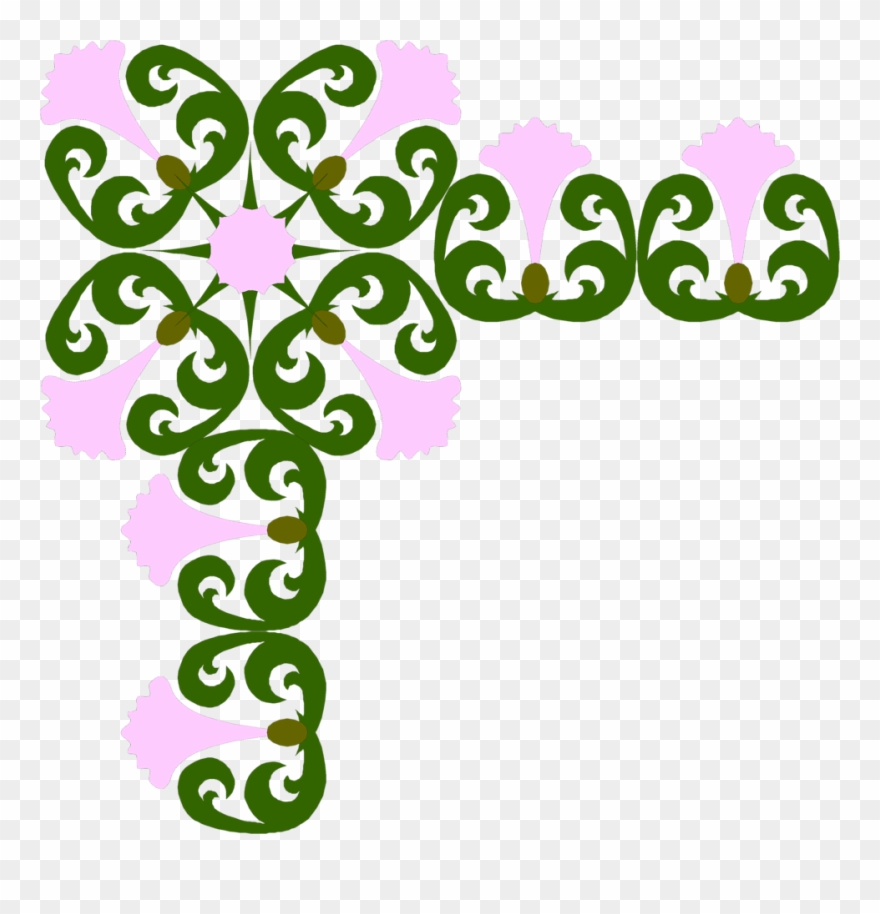 Image Royalty Free Stock Flower Corner Border Clipart - Green Borders Flowers Free - Png Download