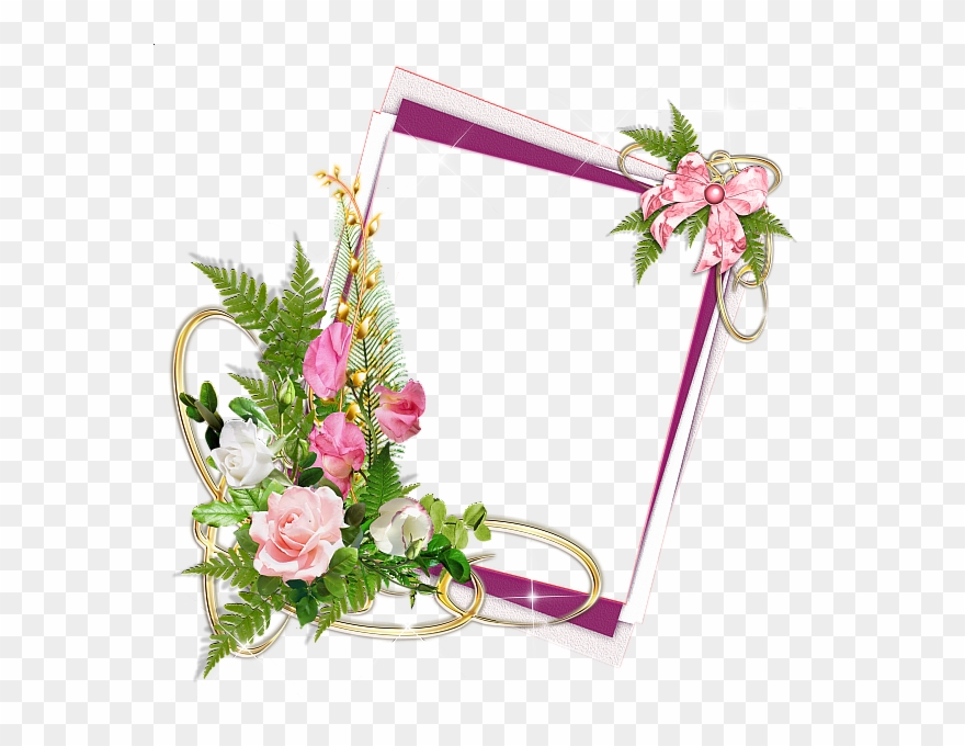 Pink Frame With Roses And Ribbon Rose Decor, Cute Frames, - Picture Frame Clipart
