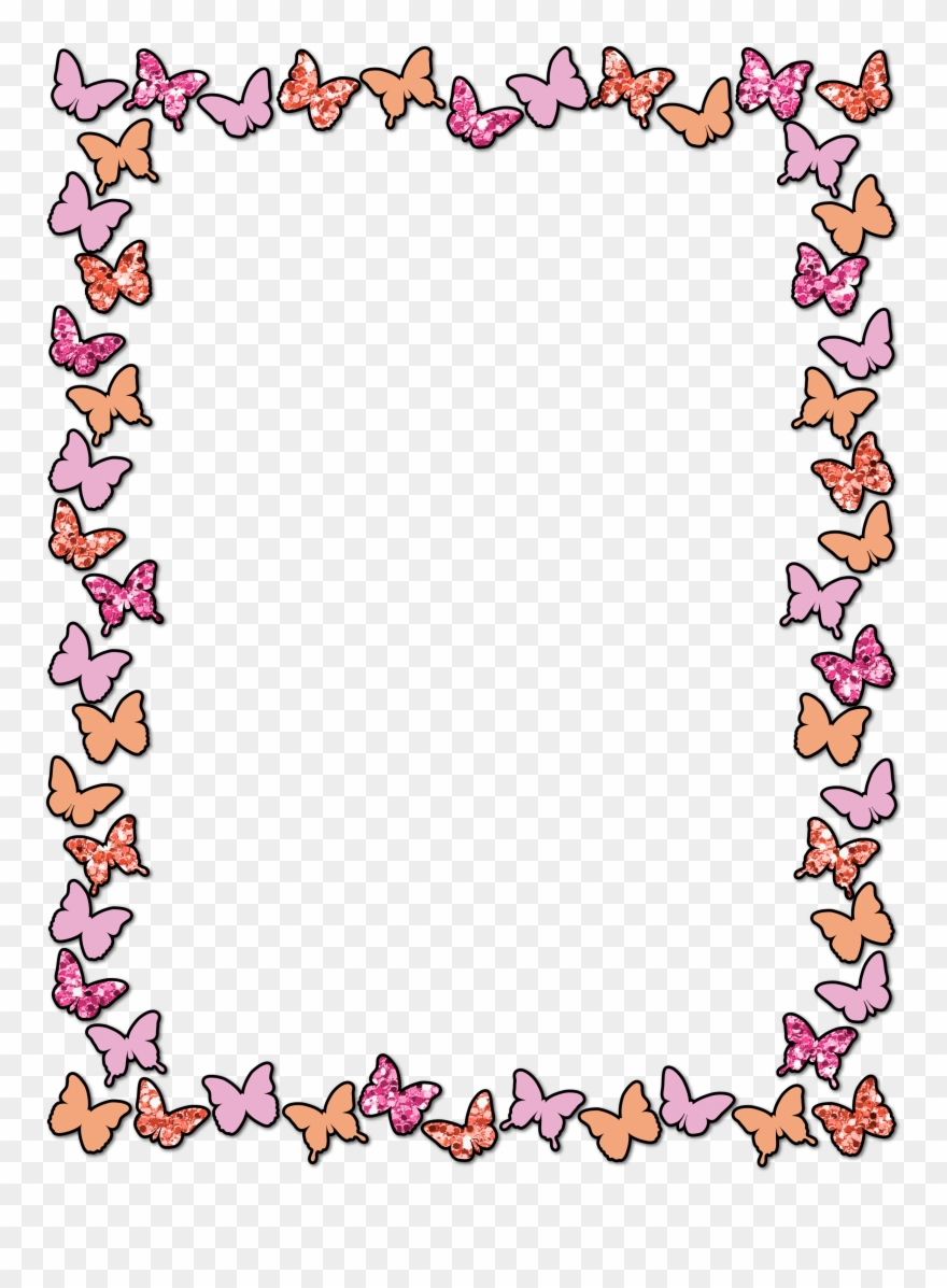 Clipart Spring Letter - Cute Border Design Butterfly - Png Download