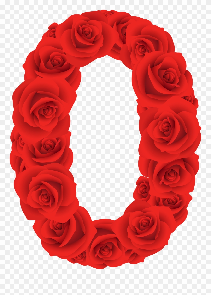 Number Zero Clip Art - Red Roses Number 0 - Png Download