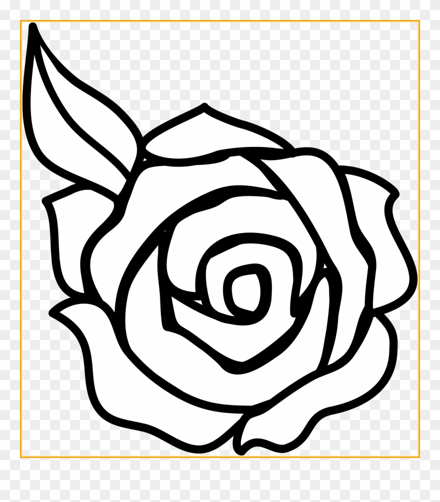 Appealing Black And White Rose Border Clip Art Clipart - Rose From Above Drawing - Png Download