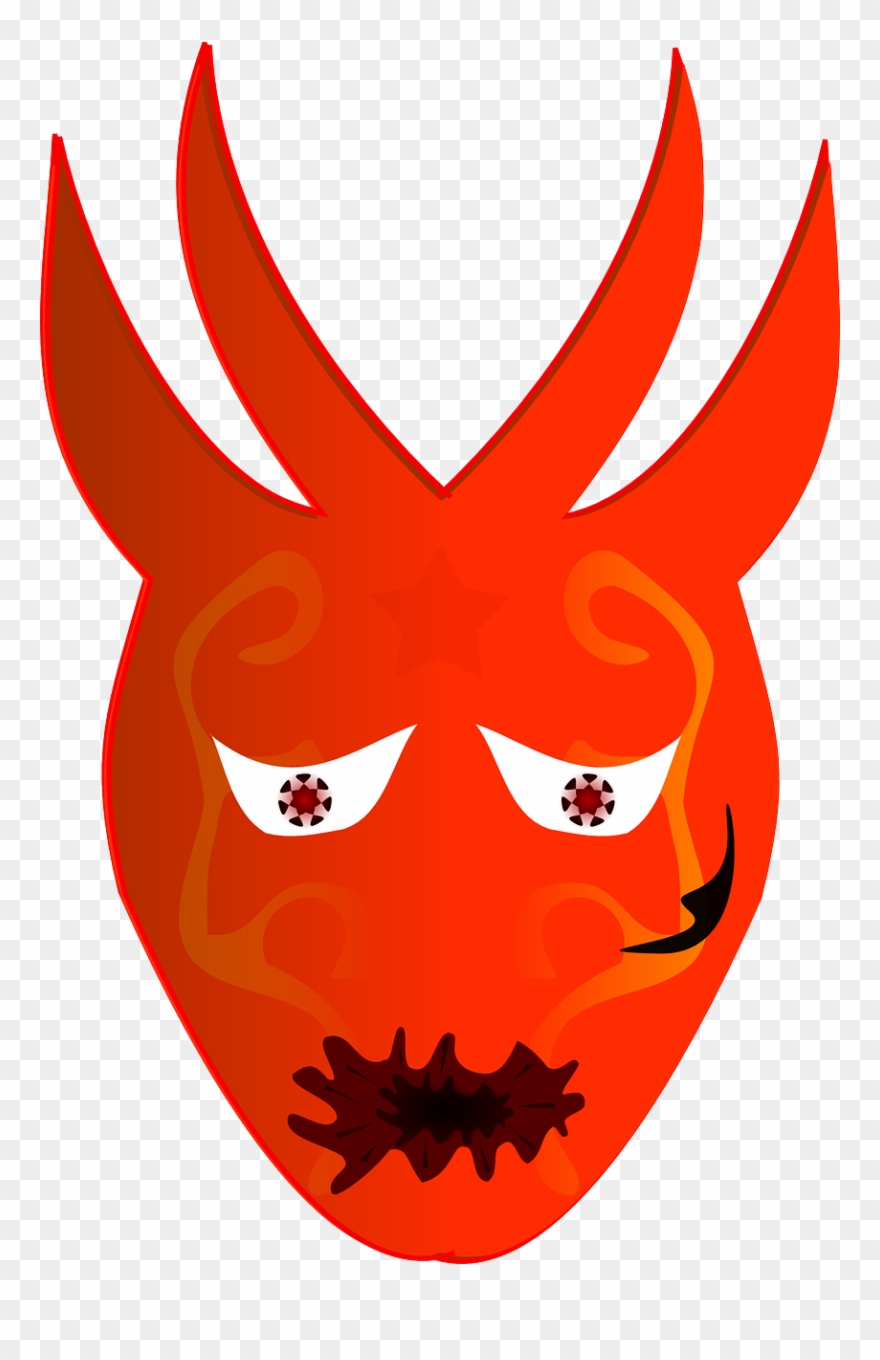 Lucifer Devil Mask Demon Satan - Red Devil Monster Shower Curtain Clipart
