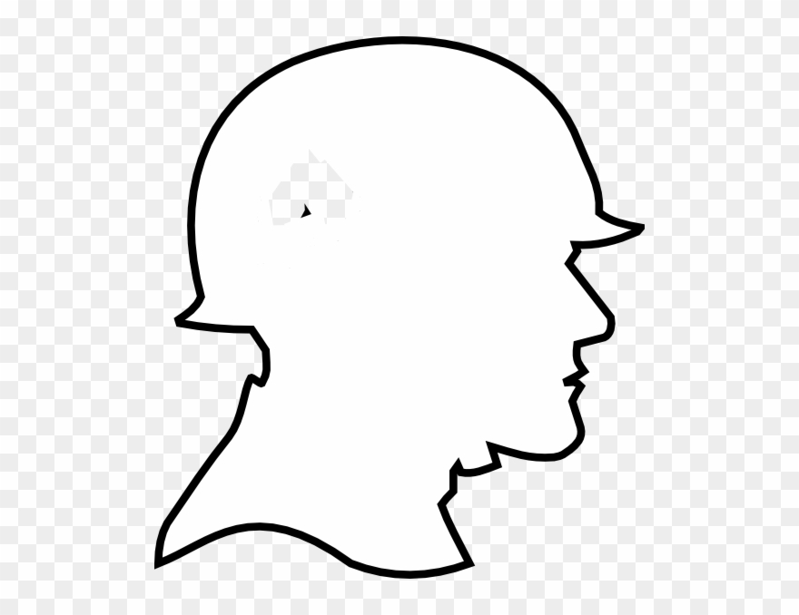 Soldier Outline Clip Art At Clker - Silhouette Of A Soldiers Head - Png Download