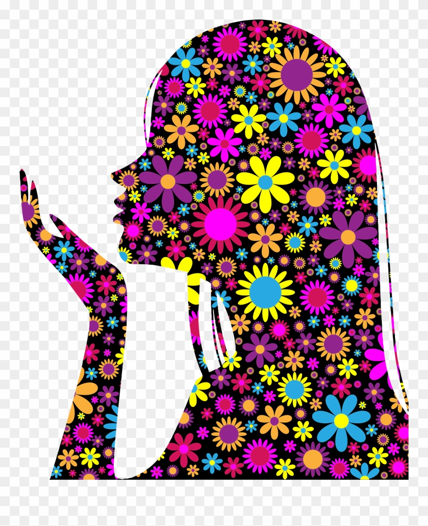 Girl Blowing Into Palm Silhouette Clipart